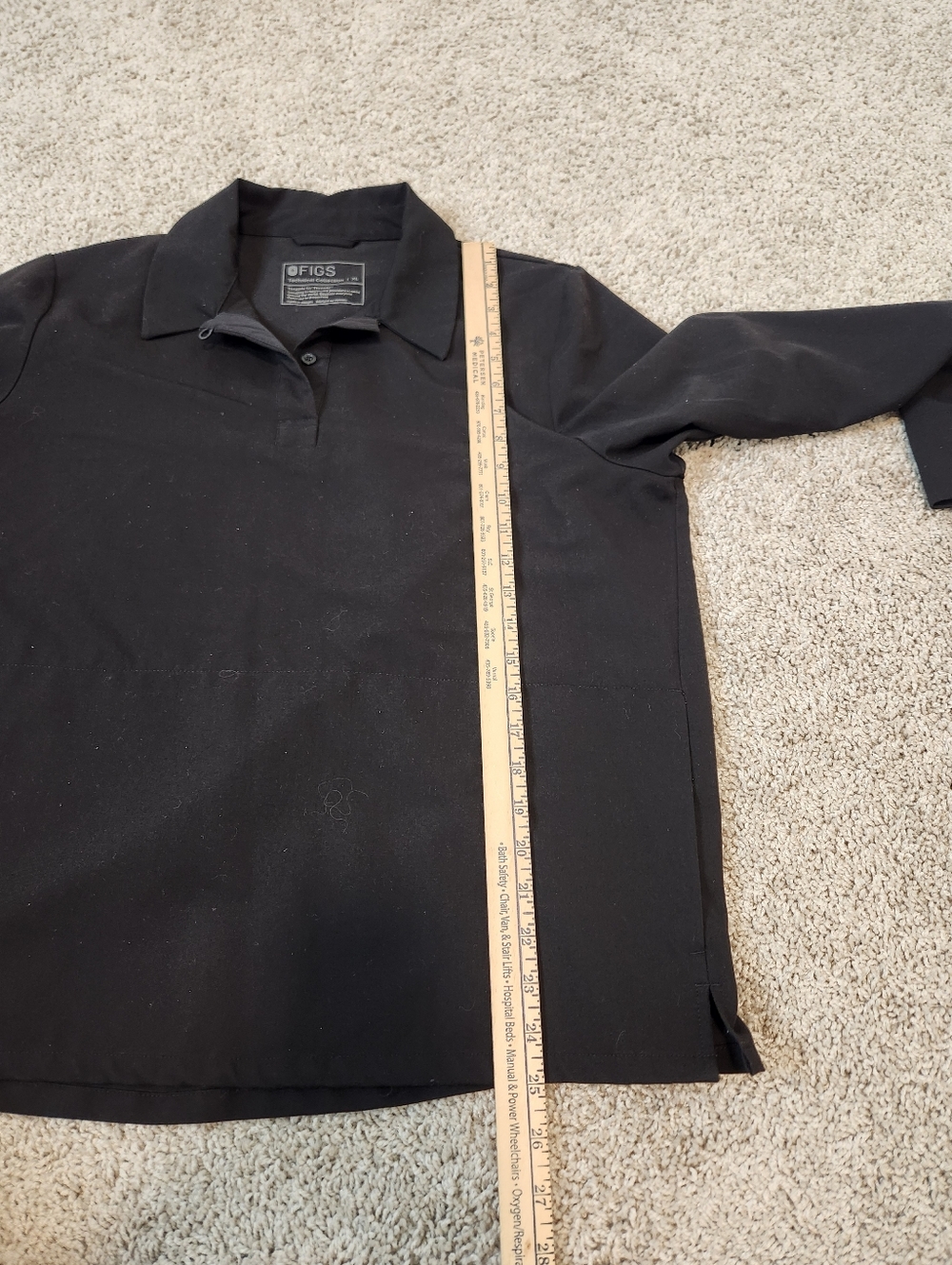 Figs Nala Scrub Polo Long Sleeve Black Technical collection Size XL - Picture 6 of 7
